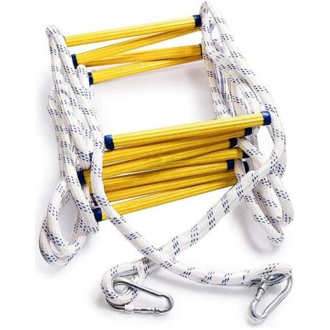 QORVA-2 Etages, 5M Échelles de Secours 5M avec Mousquetons, Charge Max 450KG -Échelles d'Incendie en Cas d'urgence pour Évacuation de Fenêtre, Balcon