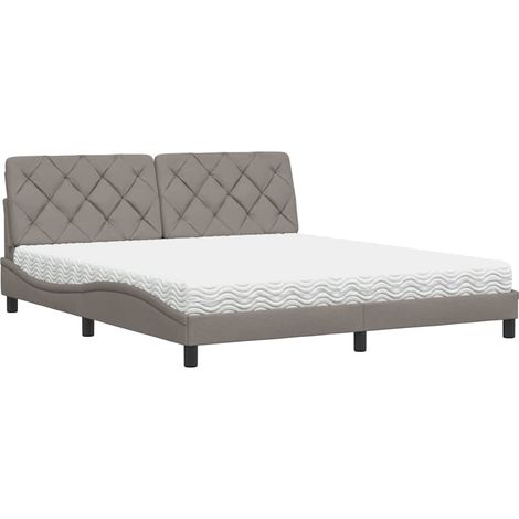 vidaXL Letto con Materasso Tortora 180x200 cm in Tessuto (1/5)