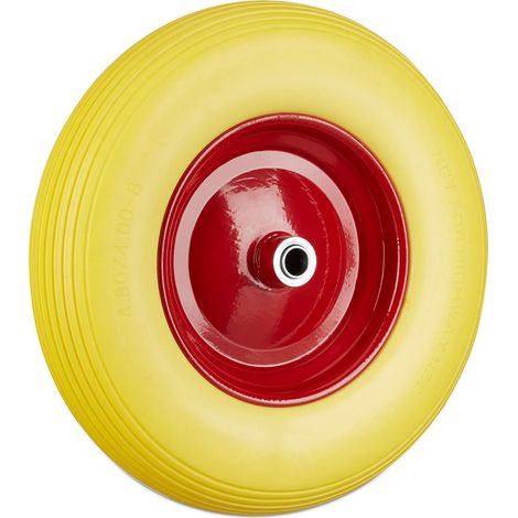 Roue de brouette 4.80 4.00-8, Roue en Caoutchouc, Roue de Secours, pneus de Diable 100 kg Charge, Jaune Rouge (1/5)
