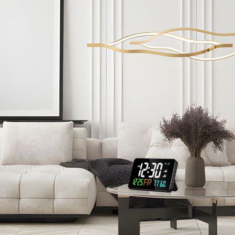Dioche Horloge Numérique avec Température, Horloge Murale, Horloges de Bureau, Calendrier Numérique avec Jour et Date, Affichage LED Clair pour la Maison, la Chambre, Le Bureau (1/5)