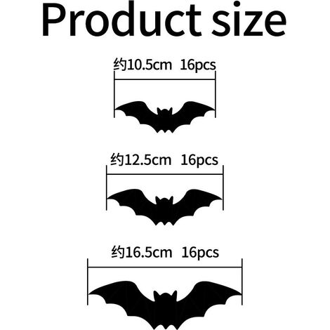Décorations lumineuses LED clignotantes araignée et chauve-souris 3D pour Halloween - Vente en gros - Emballage sachet OPP - 48 lumières chauve-souris LED
