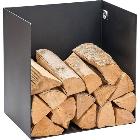 Portalegna 50x35x49,5 cm Crea Chiuso in Acciaio Nero (1/3)