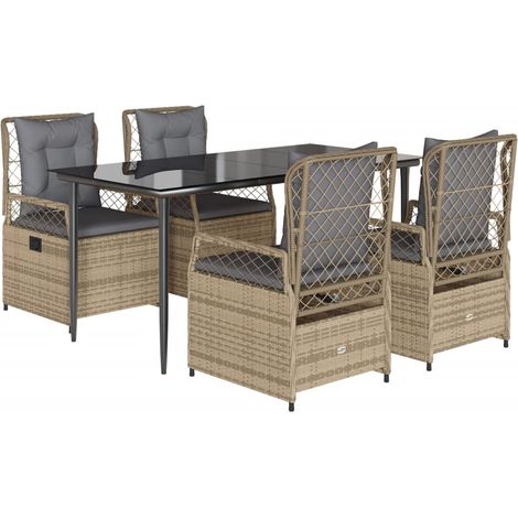 Maison Exclusive - Set comedor de jardín 5 pzas con cojines ratán (1/5)