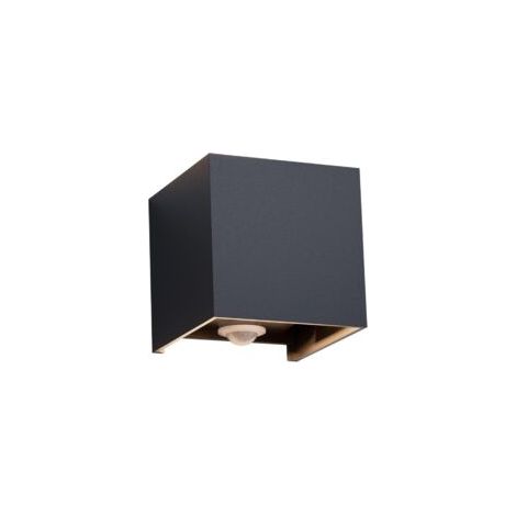 Applique da esterno da 12W con sensore di movimento, IP65, illuminazione da parete per esterni/interni con angolo del fascio regolabile, luce verso l'alto/verso il basso, 4000K, antracite - Crezuo