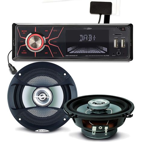 Pack sono voiture Autoradio RMD060DAB-BT 4X75W + 2 hauts parleurs 13cm 100W