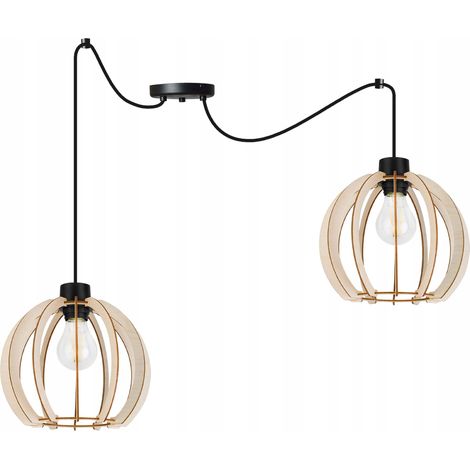 Moderne LED-Deckenpendelleuchte aus Holz (1/5)