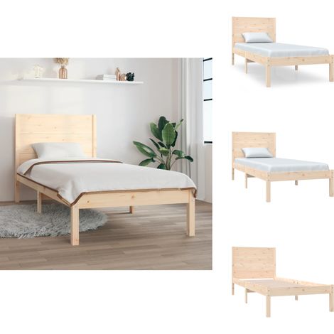 Cadre de lit sans matelas 75x190 cm bois massif - Cadre De Lit - Lit Simple - Lit En Bois - Bois Massif - Tête De Lit (1/5)