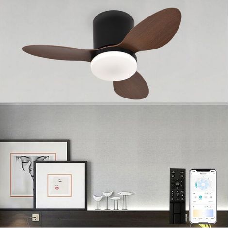 Ventilateur de plafond avec lumière LED intégrée, télécommande et appli, 6 vitesses, minuterie & gradation continue – Ø63 cm (1/5)