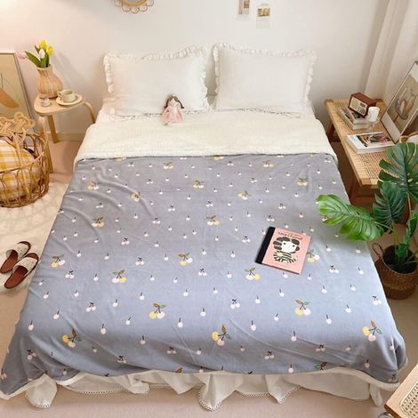 100 x 150 cm checked blanket, double-sided, winter, soft, warm, children's grey (1/5)