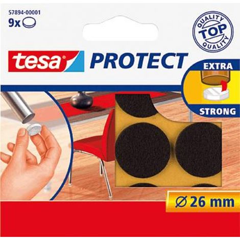 TESA Selbstklebende Filzgleiter für Möbel und Stühle, braun, 26 mm, 9 Stück.