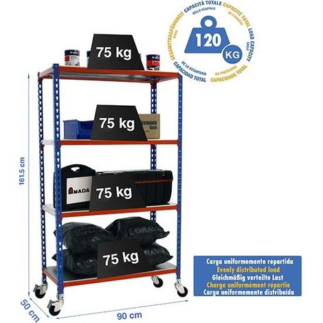 Simonrack Scaffale Mobile Moderno Arancione Metallo Quattro Livelli