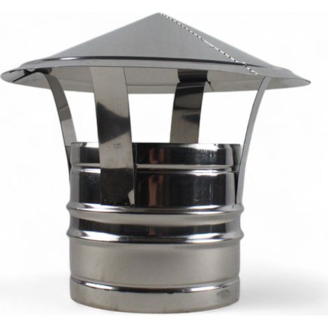 Conducto de chimenea redondo con sombrero chino de acero inoxidable adecuado para sistemas de calefacción - Tamaño Ø 8 cm (1/5)