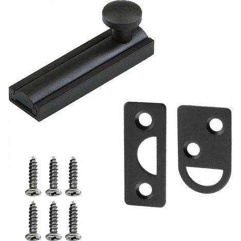 Verrou coulissant à pêne dormant, pêne à tête plate en laiton massif HANSHILAI, quincaillerie de verrouillage cylindrique noir mat, pêne dormant caché pour porte de salle de bain avec tube anti-poussi (1/5)