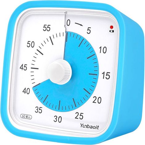 Minuterie visuelle avec veilleuse, compte à rebours de 60 minutes pour enfants et adultes, minuterie silencieuse pour salle de classe, outil de gestion du temps pour la maison, l'école ou le travail (