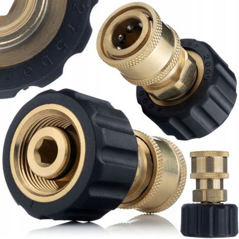 Adaptateur M22 Femelle 14 mm - Raccord Rapide 3/8 Pouces - Pour Nettoyeur Haute Pression - Laiton - 1 Pièce (1/5)