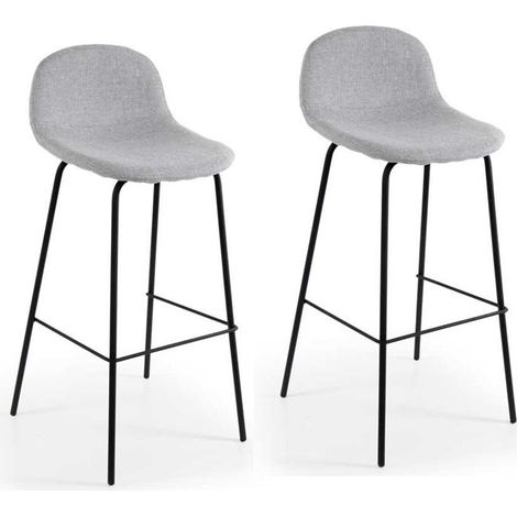 SET 2 SGABELLI RIGA CON SEDUTA IMBOTTITA E ALLUMINIO DA 106 CM GRIGIO CHIARO (1/2)