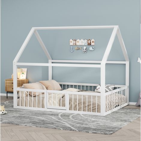 letto matrimoniale 140x200 con tetto in metallo bianco HAVRYA (1/5)