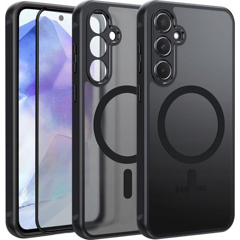 Funda para Samsung A55 5G compatible con MagSafe, acabado mate, reforzada por inducción y cristal 9H. (1/5)