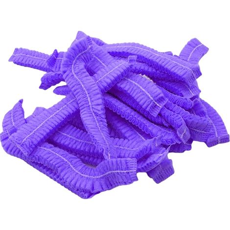 Gorros desechables, protección contra el polvo, prácticos y multiusos, color morado. (1/2)