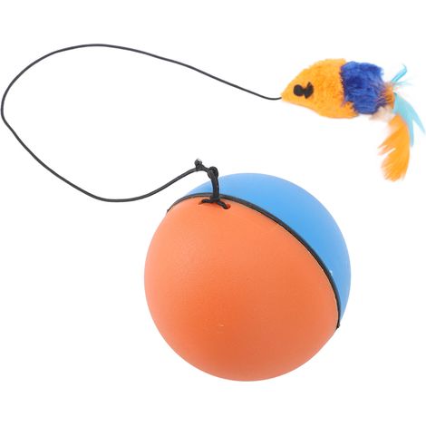 Automatischer Bewegungsball für Katzen mit Plüschfederanhänger, intelligentem Sensor und Selbstrotation, blau-orange (1/5)
