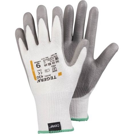 Ejendals TEGERA 430 Guantes de taller Gris, Blanco Poliéster, Poliuretano 2 pieza(s)