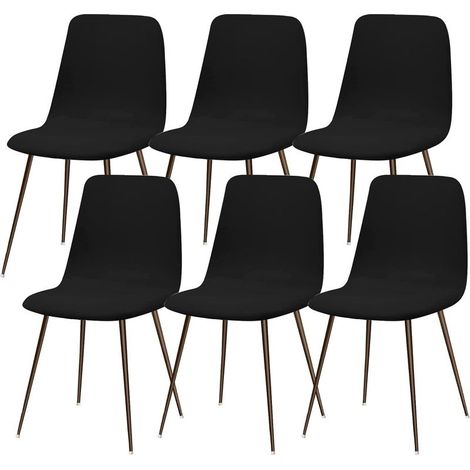 (Black)Set of 6 Modern Dining Room Chair Cover Washable Universal Kitchen Chair Cover Home Kitchen Decor (1/5)