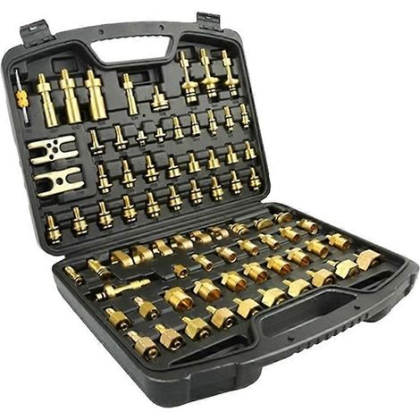 Kit de test de fuites pour climatisation automobile (77 pièces) : outils de détection de fuites, kit de réparation de connecteurs pour climatisation automobile. (1/5)