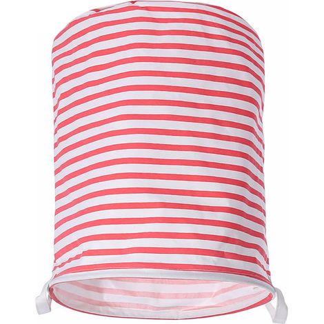 Panier à linge sale en coton et lin, panier de rangement imperméable et multifonctionnel, seau à linge à rayures rouges (1/5)