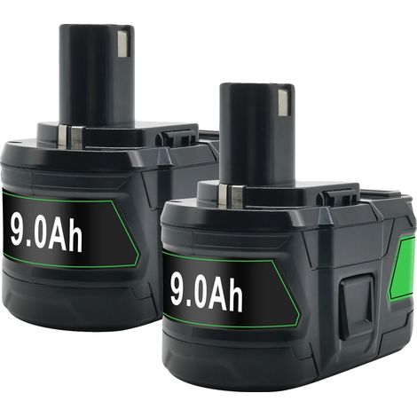 Remplacement de batterie, capacité 9000mAh, tension 18V, compatible avec Ryobi, 2PCS 9.0 (1/2)