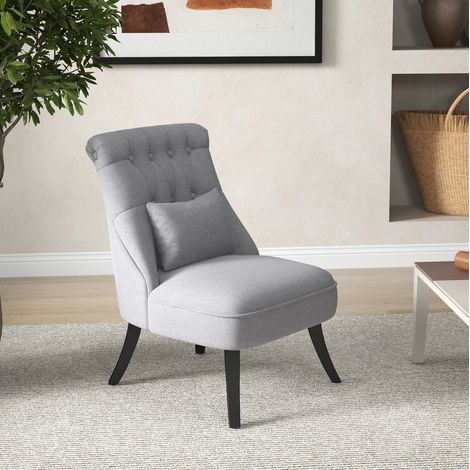 Sillón vintage de lino gris 52,5 x 69 x 77 cm, altura del asiento 43 cm (1/5)