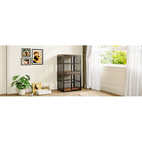 Mueble jaula para perro 3 puertas apilable 68,4 cm OKMYHOME (1/2)