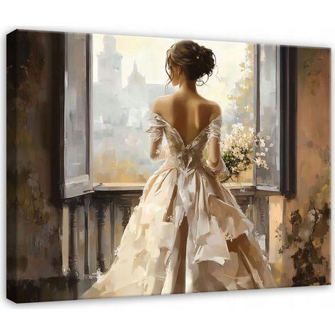 Peinture femme art pour chambre salon cuisine sur toile 120x80 (1/3)