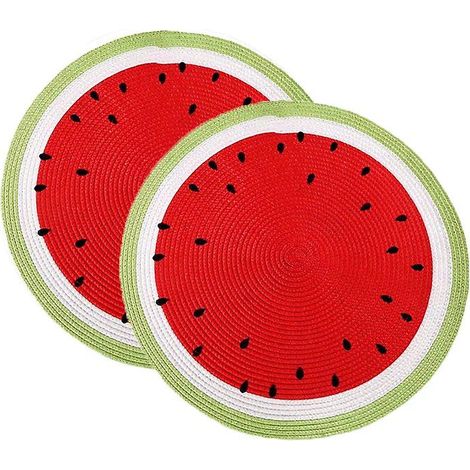 Tapis isolant thermique rond tissé en forme de pastèque européenne, écologique (1/5)