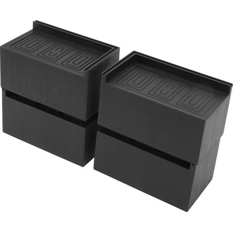 Lot de 4 rehausseurs de meubles noirs, rectangulaires élargis, en caoutchouc, 7,6 cm (3 pouces), pour pieds de meubles à la maison (1/5)
