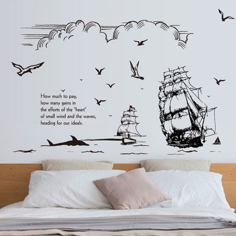 Magnifique sticker mural à motif de voile pour chambre et salon - sticker de fond pour la décoration intérieure (1/5)