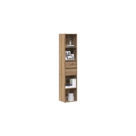 Bibliothèque chêne artisanal 36x30x171 bois d'ingénierie (1/5)