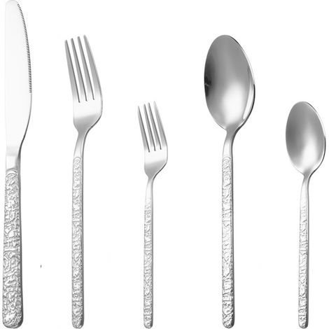 1 Ensemble de couverts, acier inoxydable, 2 fourchettes, 2 cuillères, 1 couteau, cuisine quotidien (1/5)