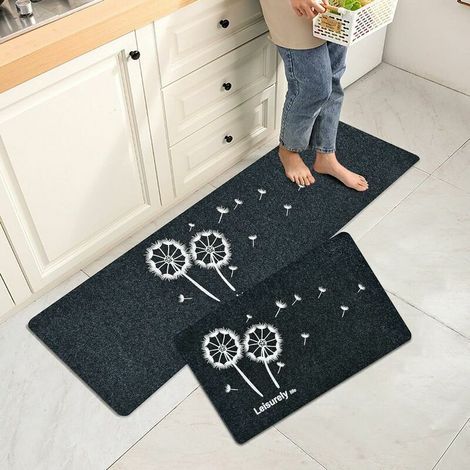 Tigrezy Tapis de Cuisine Antidérapant Tapis de Bain Absorbant Tapis pour Devant Evier Chambre Salon Salle de Bain (gris.4060cm+12040cm) (1/4)