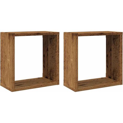 Étagères cube murales 2 pcs  Étagères flottantes vieux bois 30x15x30 cm (1/5)