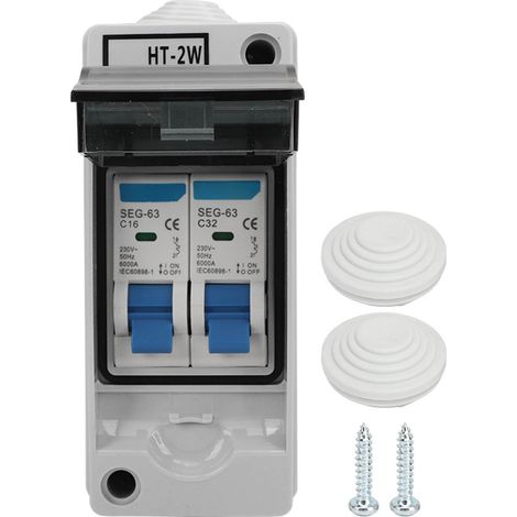 Disjoncteur miniature étanche 2P type C 230V C16 C32 boîtier extérieur MCB (1/5)