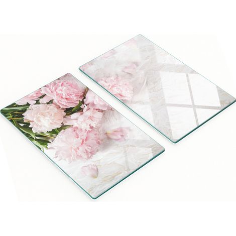 Tableros de vidrio decorativos multifuncionales con estampado de peon铆as, 2x30x52 cm.