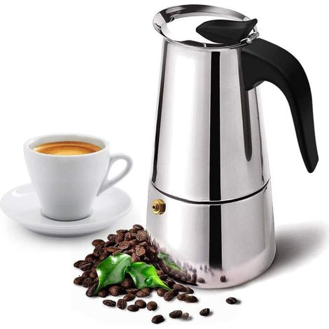 Cafetera de acero inoxidable TG56285 para 2 tazas, cafetera y tetera MAKINETKA de 100 ml (1/5)