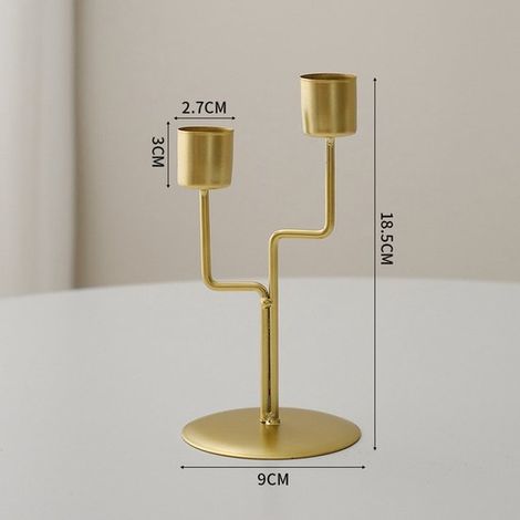 Kerzenständer- und Kerzenhalter-Set (2 Köpfe) – goldfarben, astförmig (1/2)