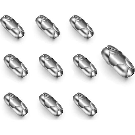 10 Connecteur de chaîne, Acier inoxydable, Pour chaîne à billes 4,5 mm, Store romain vertical, Réparation cordon (1/5)