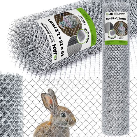 Grillage à vers pour élevage, pour volière, 15 x 15 x 1,2 mm, galvanisé, 10 m²