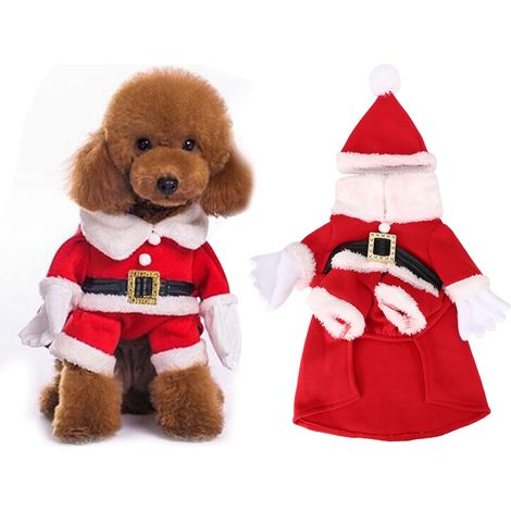 Vêtements de noël en coton pour animaux de compagnie, Costume confortable avec chapeau pour chien et chat (1/5)