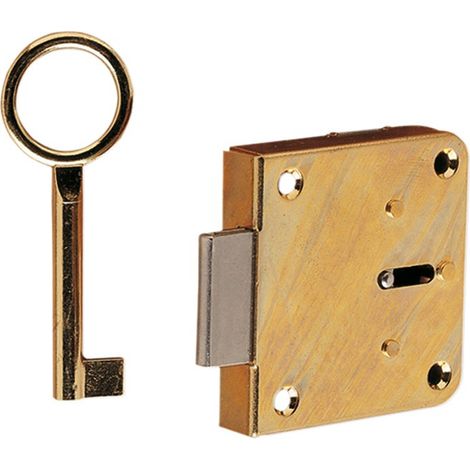 Serrure à recouvrement pour meuble 500/30 mm avec clé en zamac A42 or
