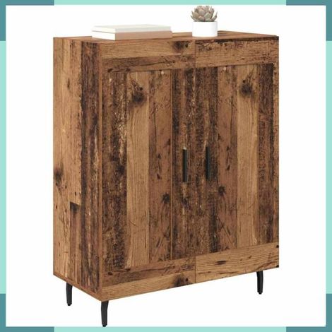 881606 Buffet Meuble Bas 69,5x34x90cm Bois Ingénierie Fer Bois Ancien Double Portes 60kg (1/5)