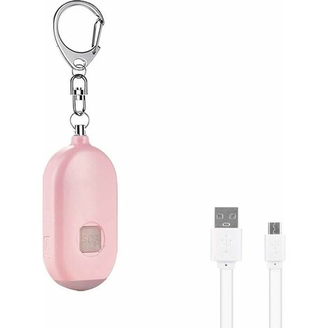 Alarme sonore de sécurité d'urgence rechargeable, 130 dB avec sirène personnelle d'urgence avec lumière LED - Porte-clés pour dispositif d'alerte de sécurité pour femmes, hommes, enfant (1/5)