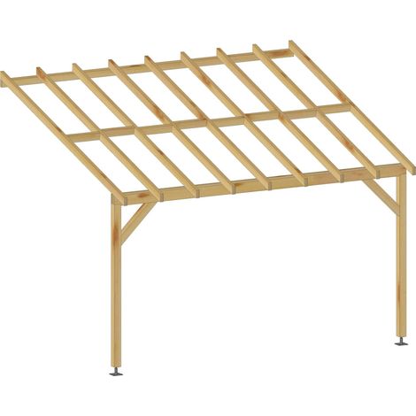 Carport adossé 4x3 – Pente 30% – Bois massif durable – Conception facile à installer – Fabrication française – Jardinatoire (1/5)